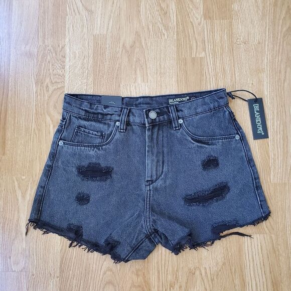 NEW! Blank NYC | 'The Barrow' High-Waist Distressed Shorts - [size 25, Black] - Picture 6 of 13